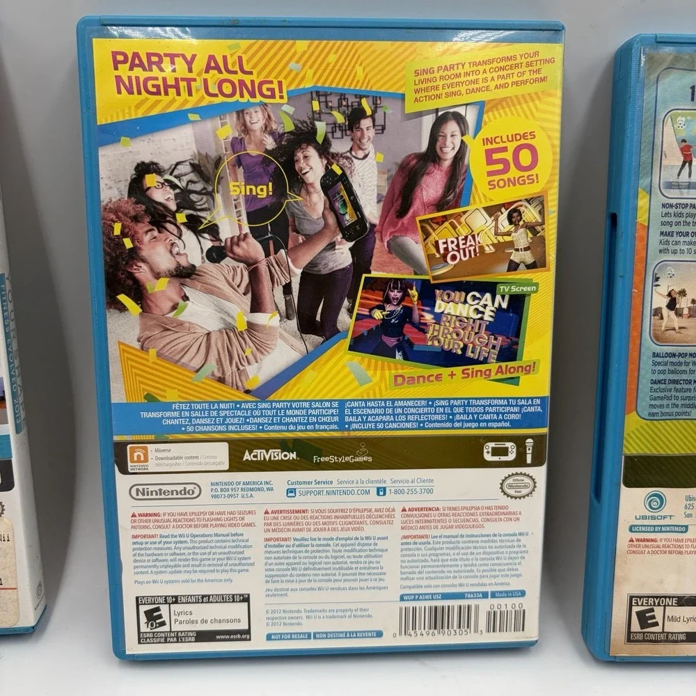 LOT OF 3 Wii U Games Bundle Just Dance‎ Kids 2014 Sing Party Your Shape Fitness